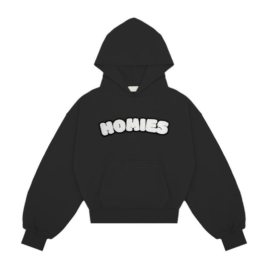 Chenille Black Hoodie