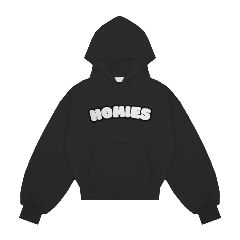 Chenille-Hoodie Schwarz