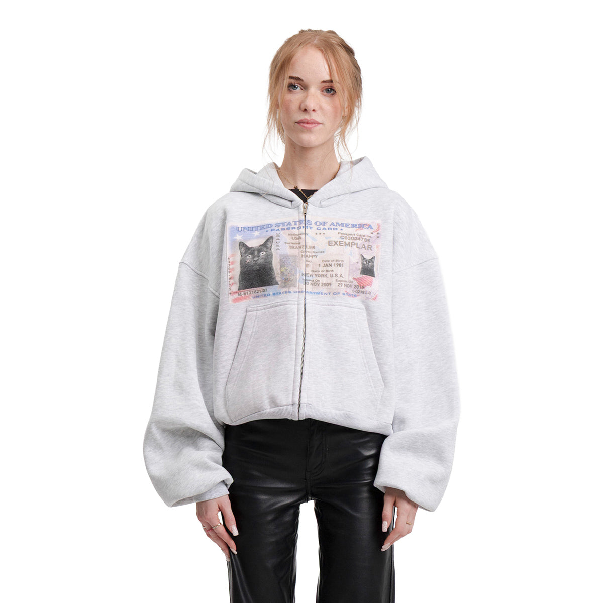 Bluza Zip License Szary Melanż