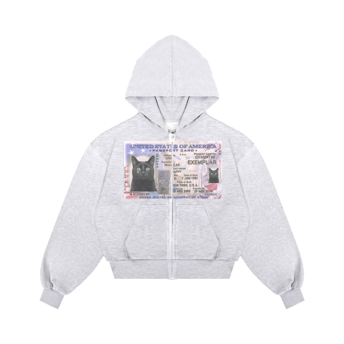 Bluza Zip License Szary Melanż