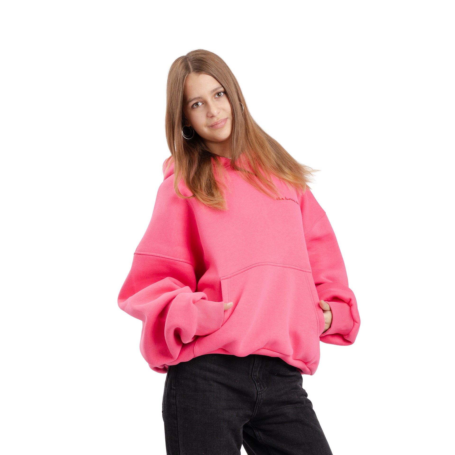 Einfacher Fuchsia Hoodie