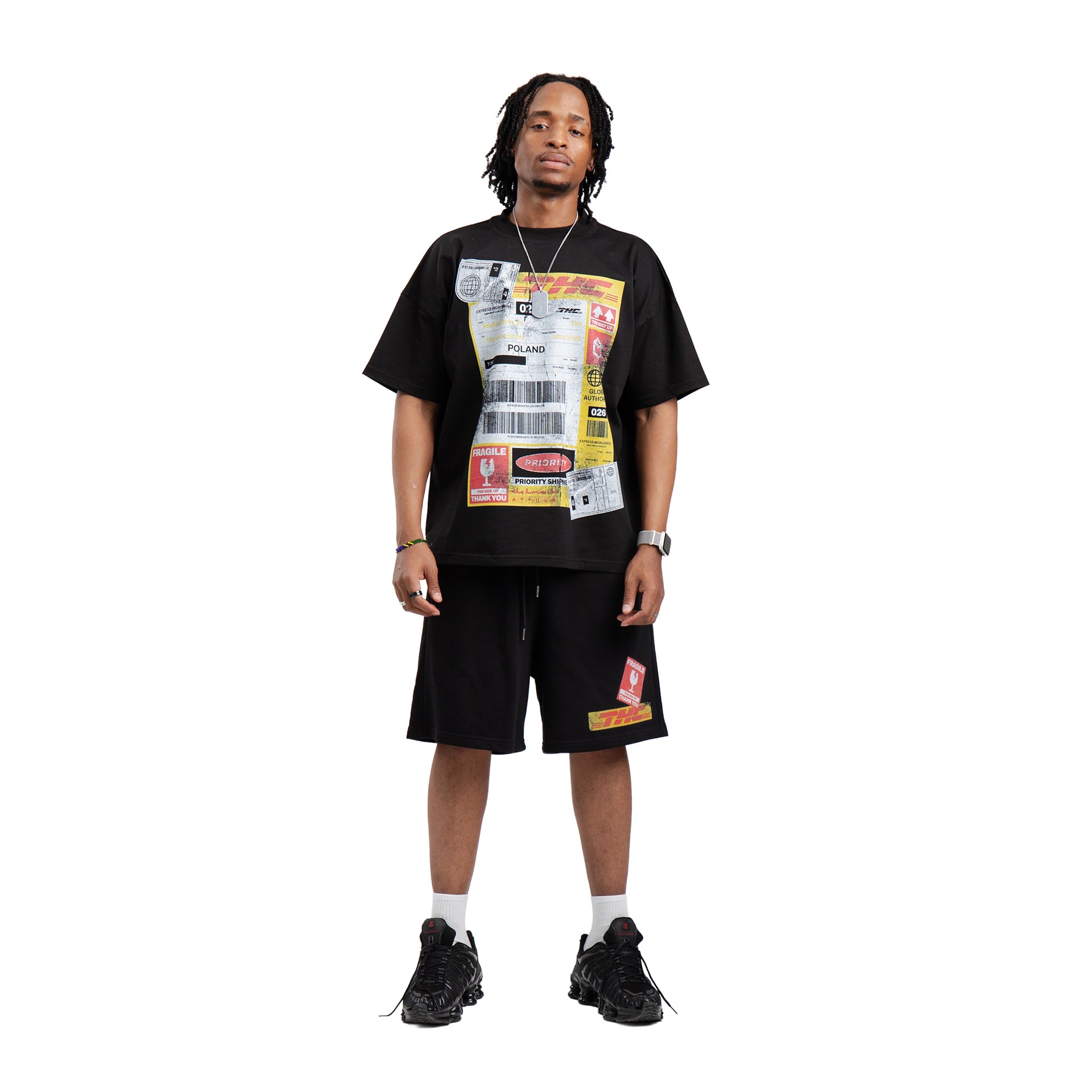 T-Shirt Shipping Label Black