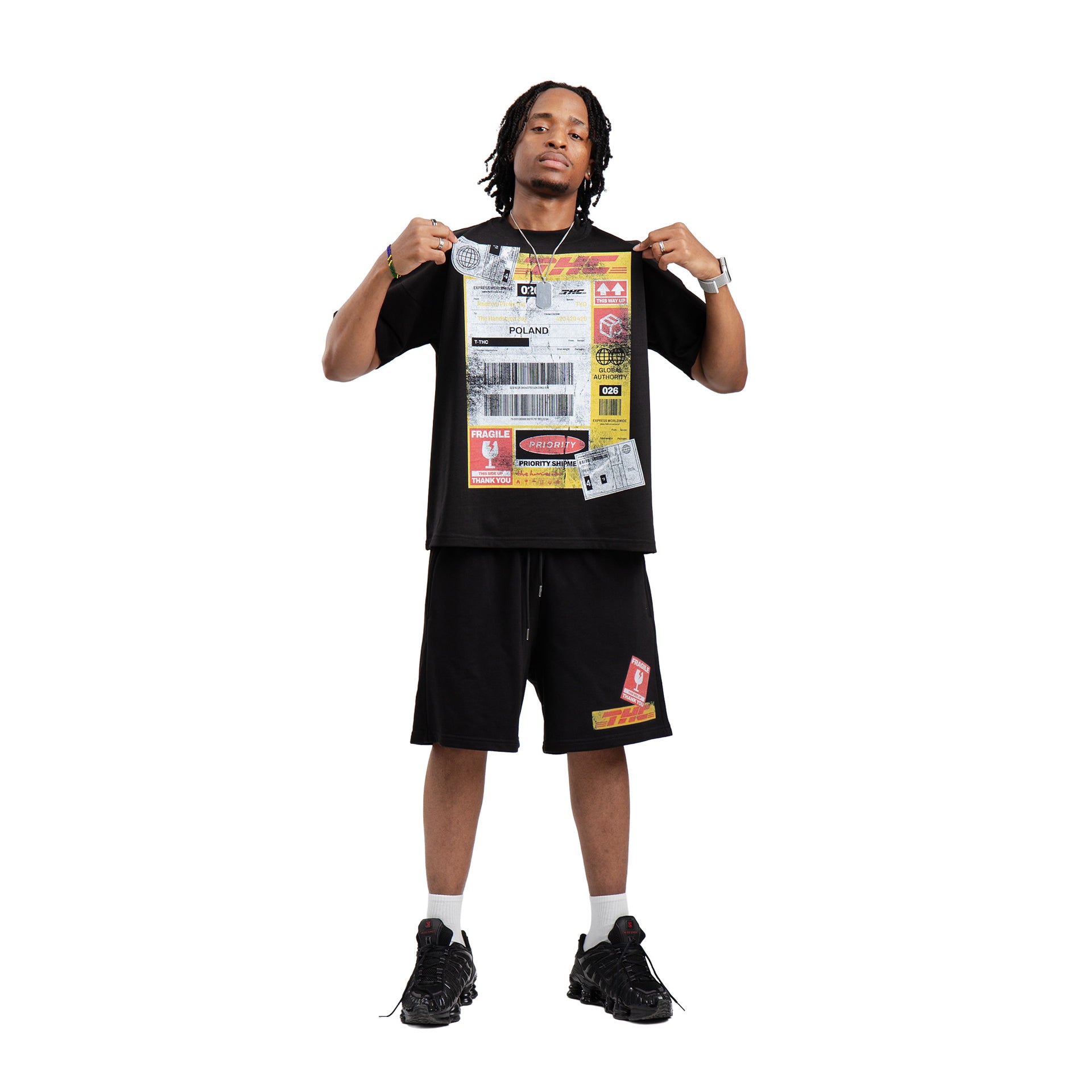 T-Shirt Shipping Label Black