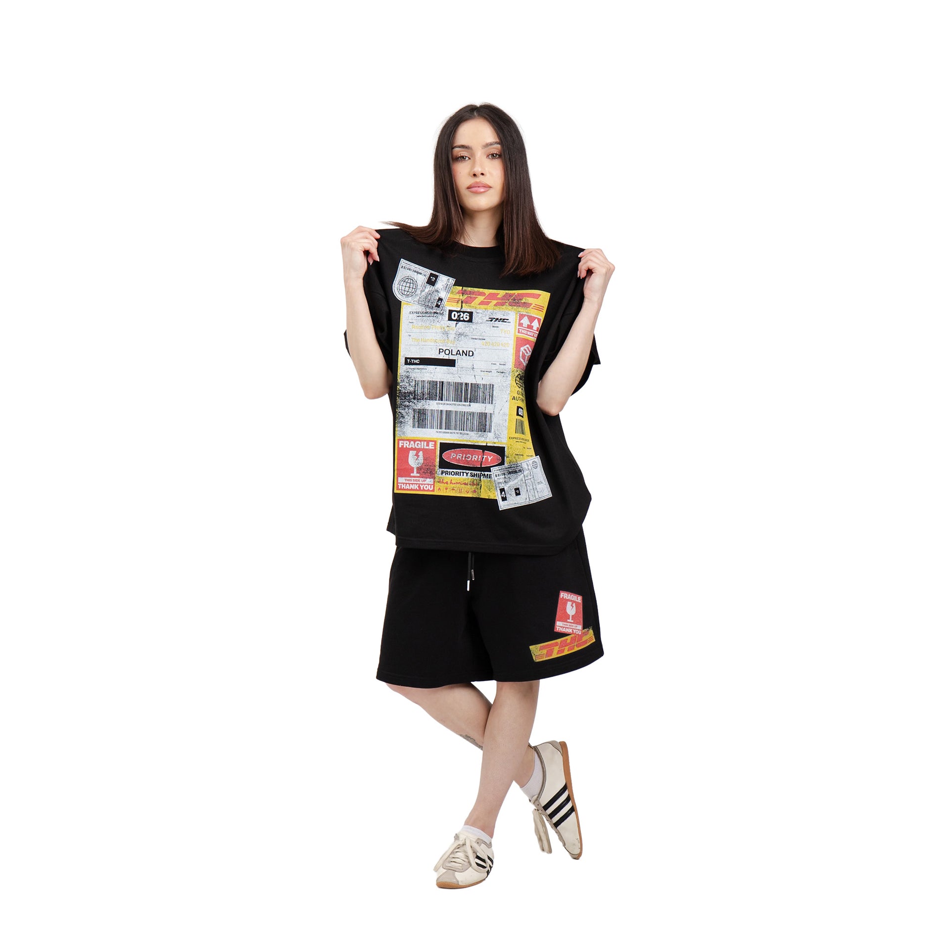 T-Shirt Shipping Label Black