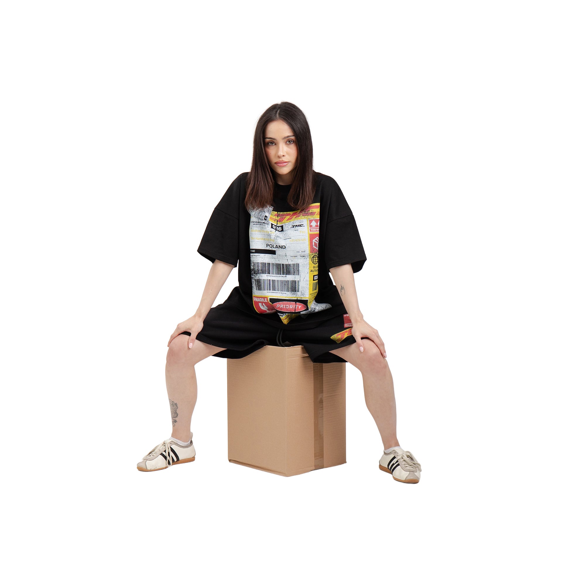 T-Shirt Shipping Label Black