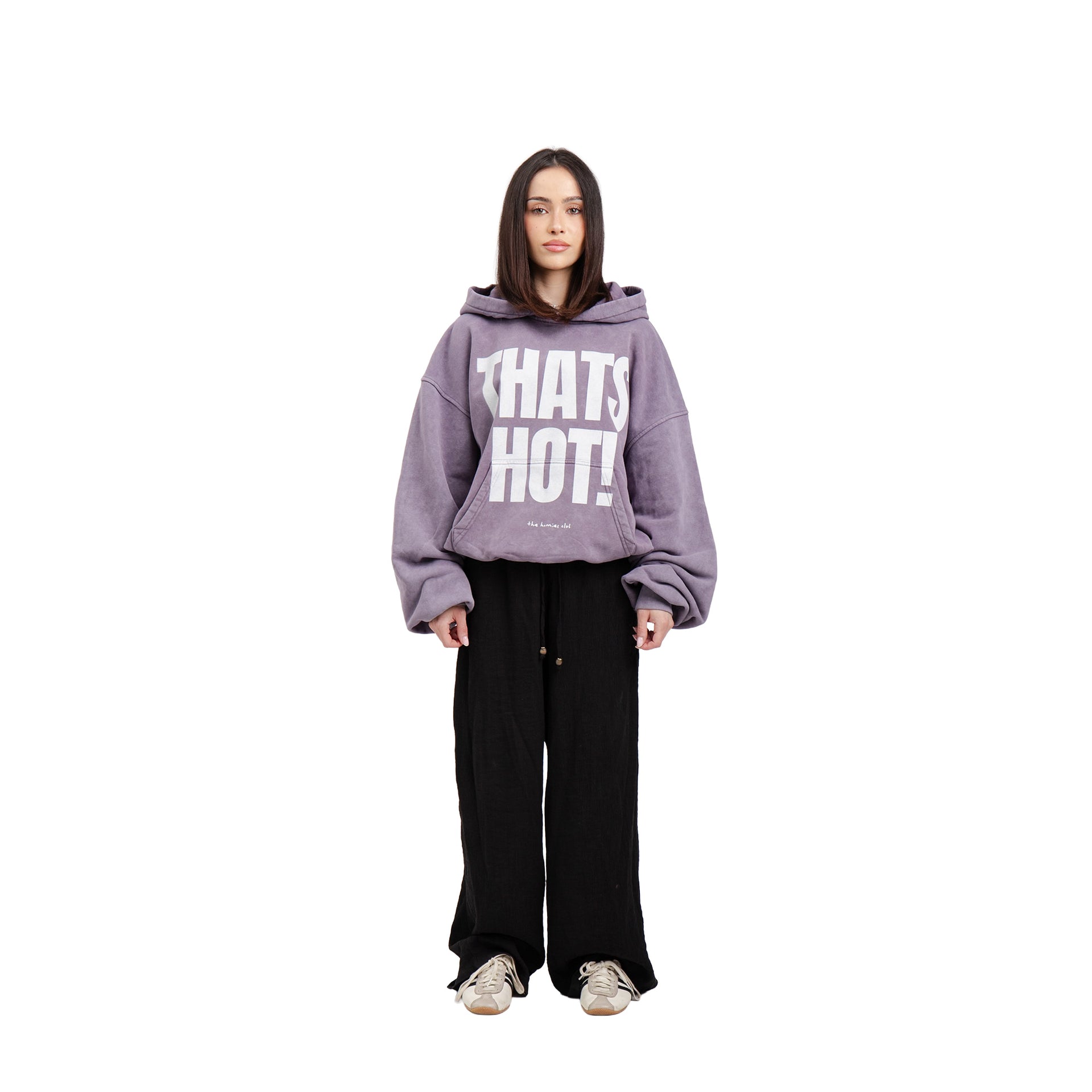 Kapuzenpullover „That's Hot!“ Violett Washed