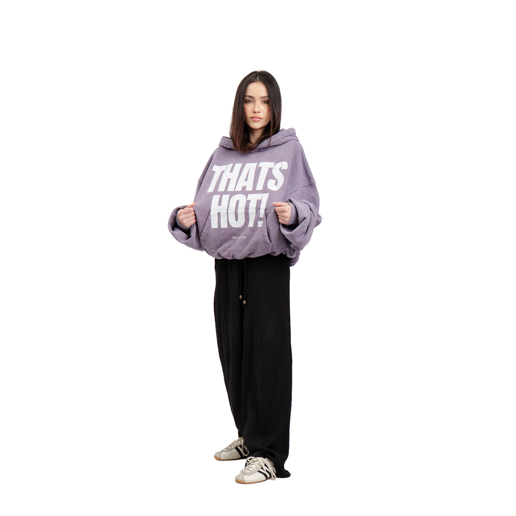 Kapuzenpullover „That's Hot!“ Violett Washed