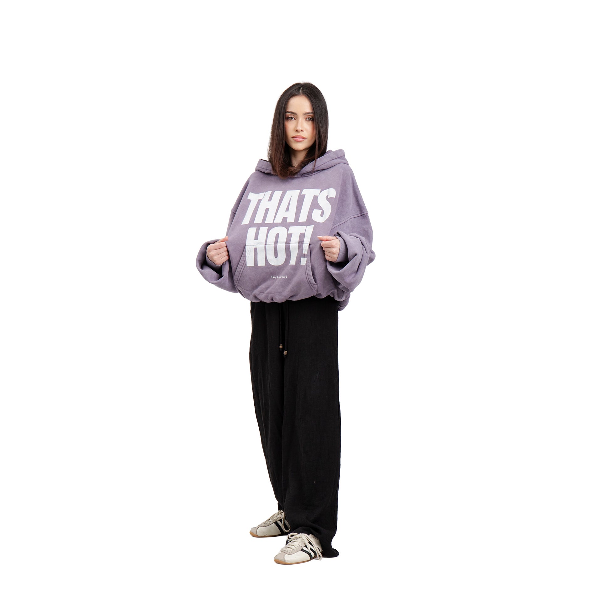 Kapuzenpullover „That's Hot!“ Violett Washed