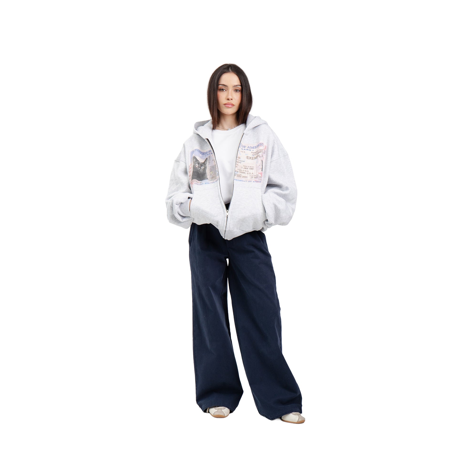 Zip-Sweatshirt Lizenz Grau meliert