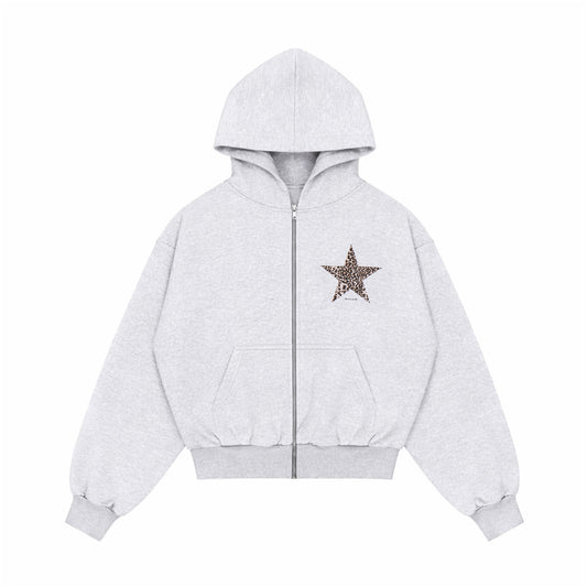 Bluza Zip Leopard Stars Szara