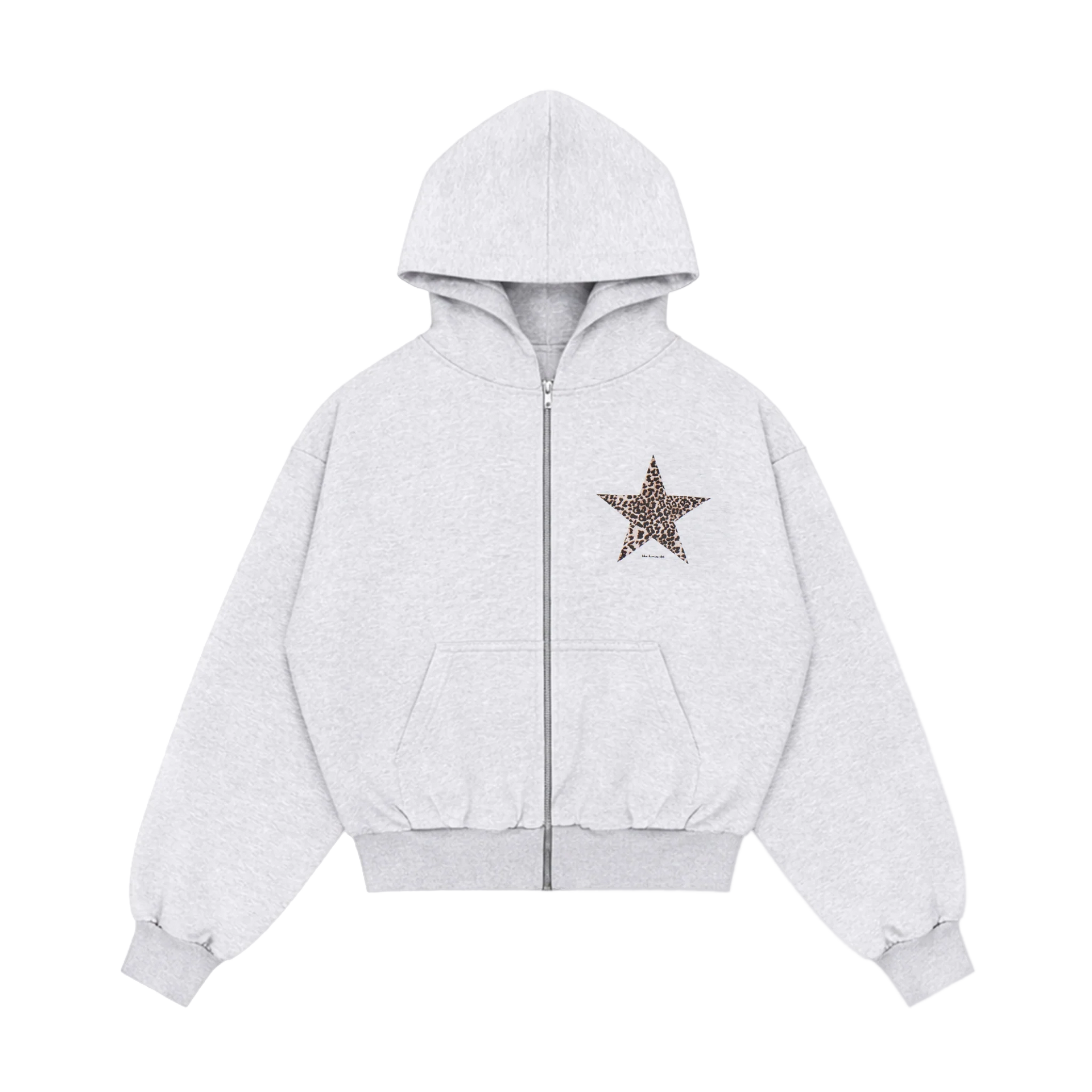 Sweatshirt Zip Leopard Stars Grau
