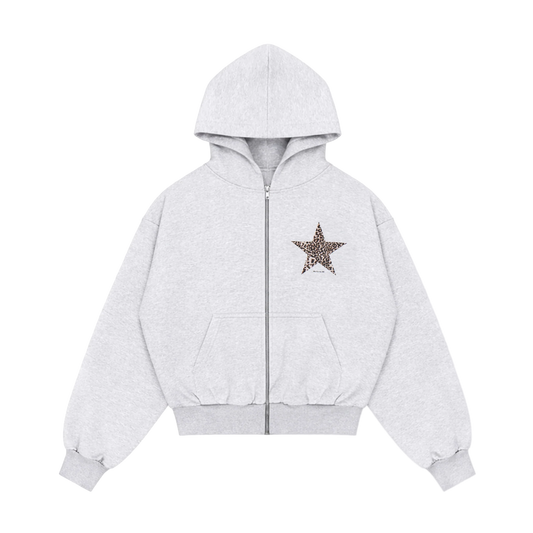Bluza Zip Leopard Stars Szara