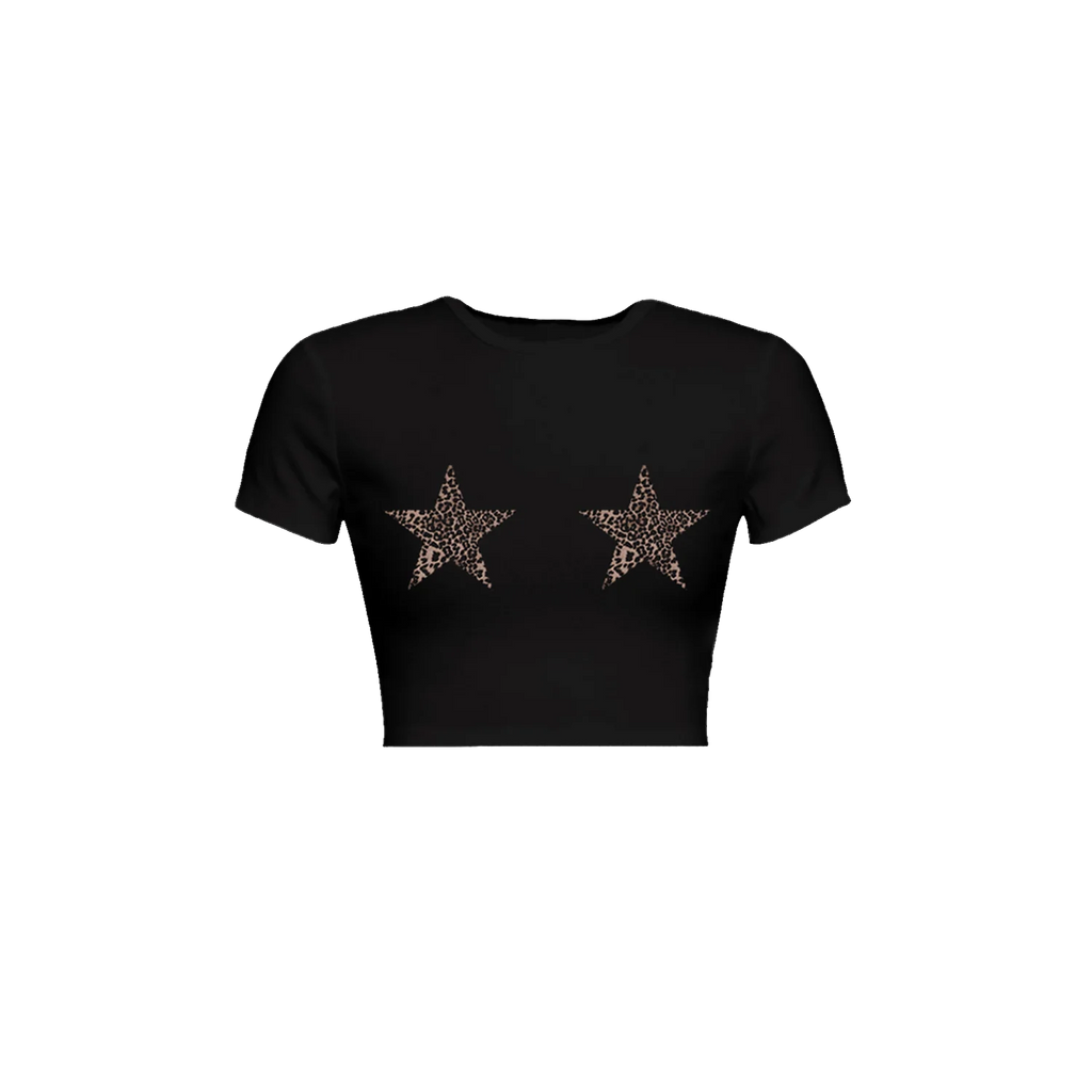 Babe Top Leopard Stars Schwarz