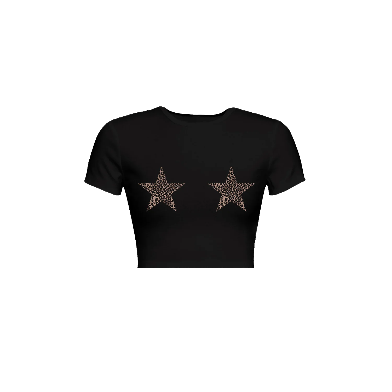 Babe Top Leopard Stars Schwarz