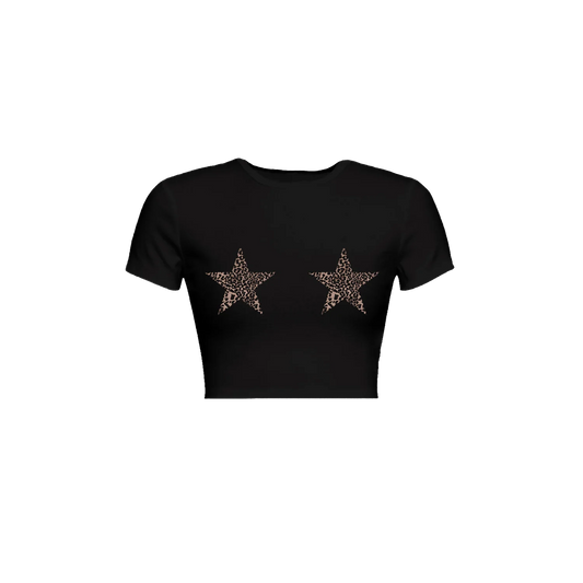 Babe Top Leopard Stars Czarny