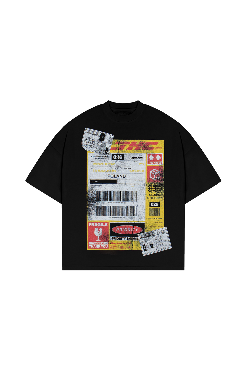 T-Shirt Shipping Label Black