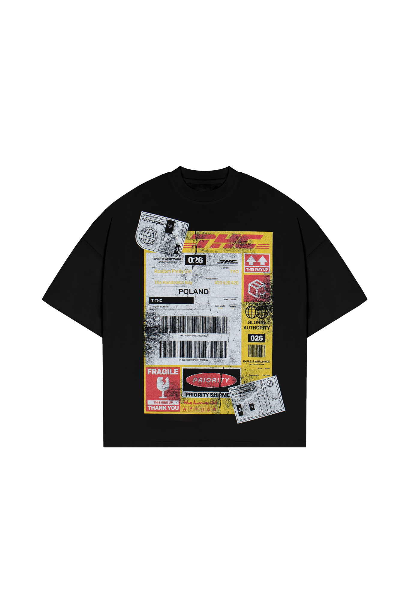 T-Shirt Shipping Label Black
