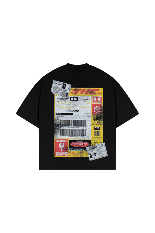 T-Shirt Versandetikett Schwarz
